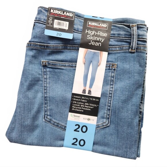 Kirkland Signature Denim - Kirkland Women's Blue High-Rise Stretch Skinny Jeans Classic Denim Size 20 (XXL)